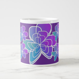 Taza De Café Gigante Blue Purple Floral Purple Gift