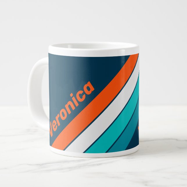 Taza De Café Gigante Bluebottle Echo Stripes with Name (Izquierda)