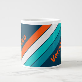 Taza De Café Gigante Bluebottle Echo Stripes with Name