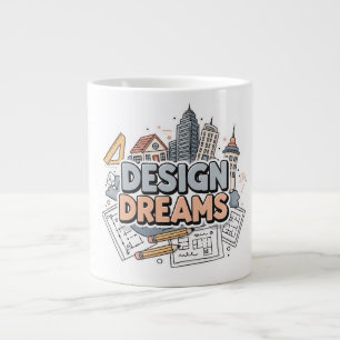 Taza De Café Gigante Boceto de Arquitectura e Ingeniería Design Dreams