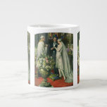 Taza De Café Gigante Boda de cosecha, novia y novio con Menorah<br><div class="desc">Imagen de la ceremonia del amor al ilustracion vintage y boda romántico que presenta a una pareja casada en una hermosa sinagoga con vidrieras,  flores y una menorah de siete ramas. La novia lleva un vestido largo y blanco boda y el novio es guapo en su esmoquin.</div>