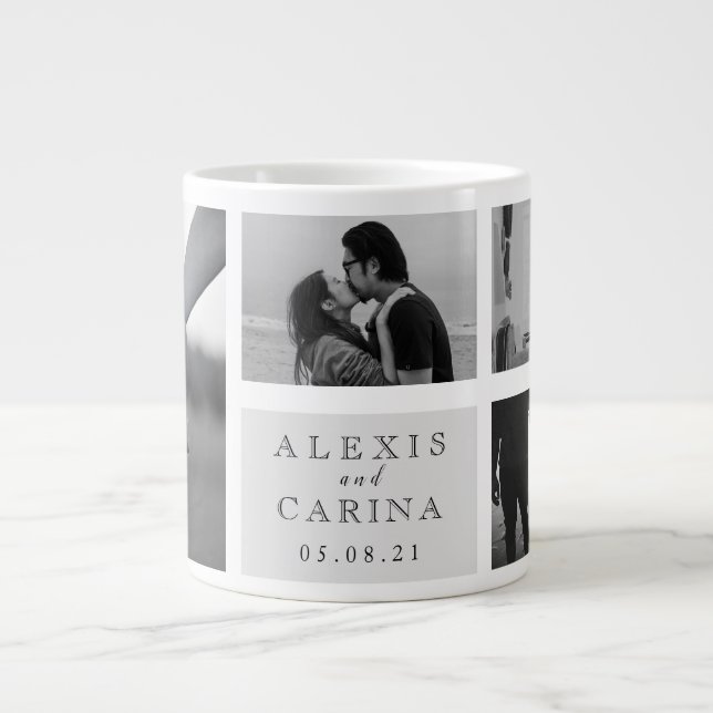 Taza De Café Gigante Boda de fotografía de pareja personalizada (Frente)