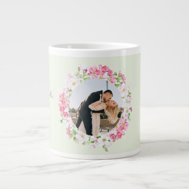 Taza De Café Gigante Boda fotográfico personalizado con Personalizado B (Frente)