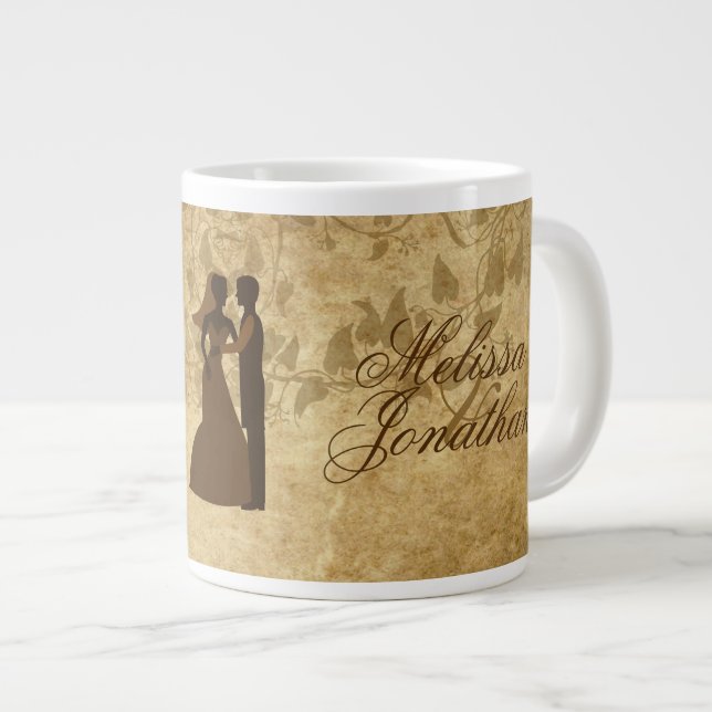 Taza De Café Gigante Boda vintage Novia Groom (Derecha)