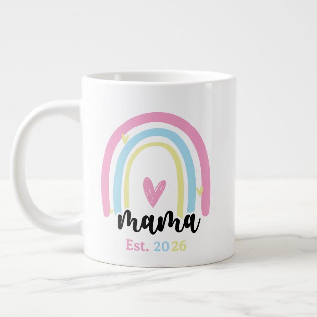 Taza De Café Gigante Boho Arcoíris Personalizado Mama Año de Fundación  (Izquierda)