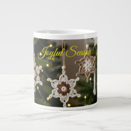 Taza De Café Gigante Boho Crochet Snowflake Cosy Bebidas Navidades