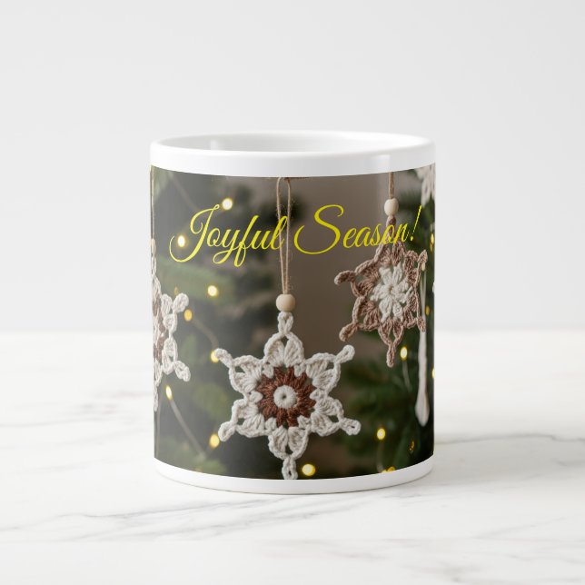 Taza De Café Gigante Boho Crochet Snowflake Cosy Bebidas Navidades (Frente)