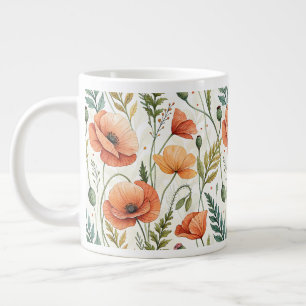 Taza De Café Gigante Boho Garden of Beautiful Poppies