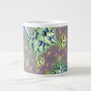 Taza De Café Gigante Boho Hippie Groovy brillante fractal arcoiris colo