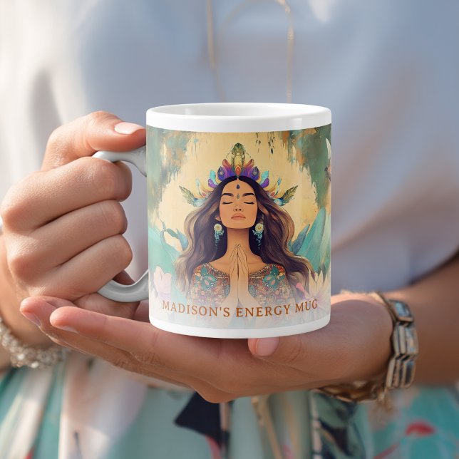 Taza De Café Gigante Boho Mystic Energy Spiritual Woman Custom (Boho Mystic Energy Spiritual Woman Custom Giant Coffee Mug with your Name or Message)