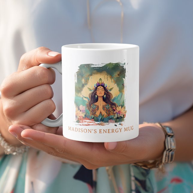 Taza De Café Gigante Boho Mystic Energy Spiritual Woman Custom (Boho Mystic Energy Spiritual Woman Custom Giant Coffee Mug with your Name  or Message)