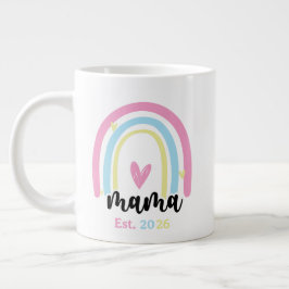Taza De Café Gigante Boho Rainbow Custom Mama Est. Year Keepsake