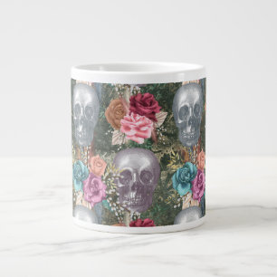Taza De Café Gigante Boho Skull con flores