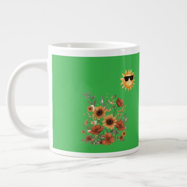 Taza De Café Gigante Boho Sunflower Tribal Pattern Mug – Warm Sunshine (Izquierda)