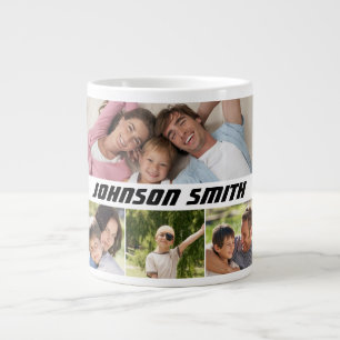Taza De Café Gigante Bolso de Electrónicos con Collage de Fotos Familia