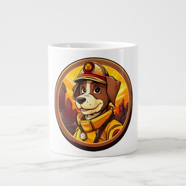 Taza De Café Gigante Bombero de perros (Frente)