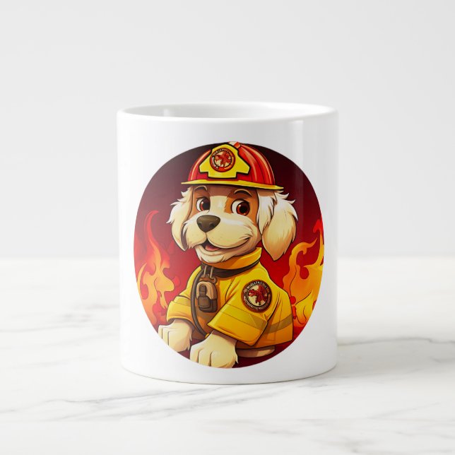 Taza De Café Gigante Bombero de perros (Frente)