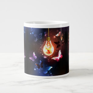 Taza De Café Gigante Bombilla brillante con mariposas nocturnas