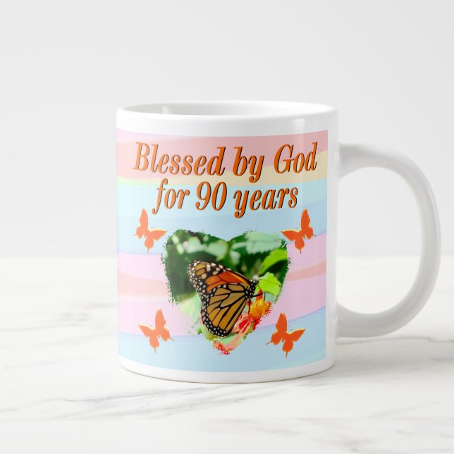 TAZA DE CAFÉ GIGANTE BONITA MARIPOSA 90 CUMPLEAÑOS PRAYER MUG (Derecha)
