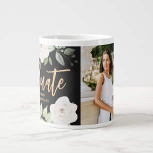 Taza De Café Gigante Bonito Floral Graduado Script Photo Black