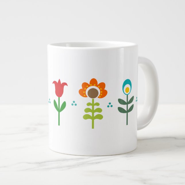 Taza De Café Gigante Bonito Flores folclóricas retro (Derecha)