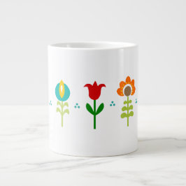 Taza De Café Gigante Bonito Flores folclóricas retro