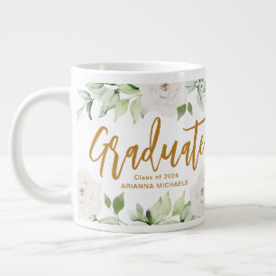 Taza De Café Gigante Bonito Graduado Floral Clase Script Año Foto