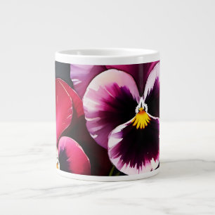 Taza De Café Gigante Bonito maroon daek pansies rojos pintura acuarela