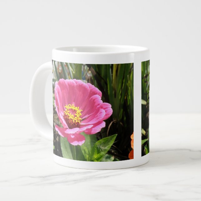 Taza De Café Gigante Bonito Rosa Zinnia Mug (Izquierda)