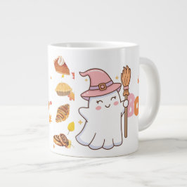 Taza De Café Gigante Boo Cute Ghost Coffee Cup con Bakery Treat
