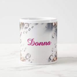 Taza De Café Gigante Borde Floral con Nombre Personalizado