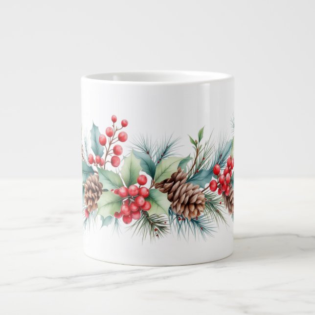 Taza De Café Gigante Borde Rústico de Acuarela (Frente)
