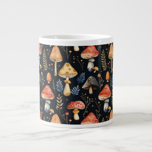 Taza De Café Gigante Bosque de hongos y helechos