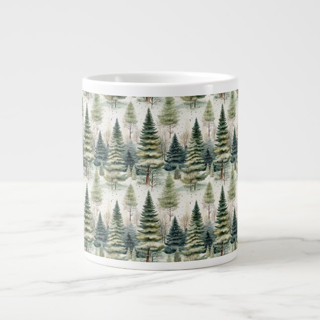 Taza De Café Gigante Bosque de invierno (Frente)