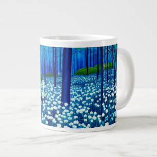 Taza De Café Gigante Bosque Encantado de Flores Silvestres Blancas