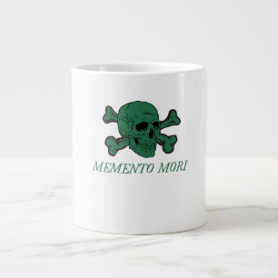 Taza De Café Gigante Bosque Memento Mori Cráneo Verde y Huesos Cruzados