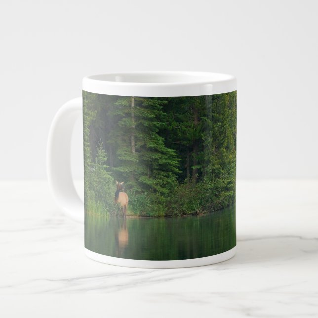 Taza De Café Gigante Bosques | Elk en el Parque Nacional Banff Alberta (Izquierda)