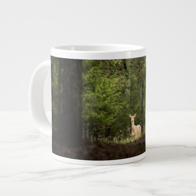 Taza De Café Gigante Bosques | Un ciervo blanco en el bosque (Izquierda)