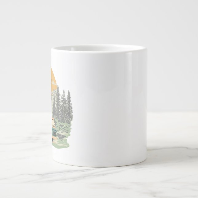 Taza De Café Gigante Boss Camper Van Adventure de la montaña (Frente)