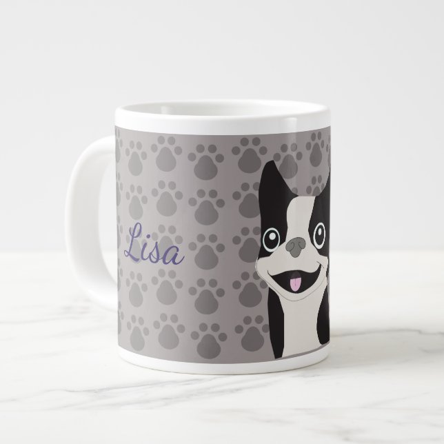 Taza De Café Gigante Boston Terrier (Izquierda)