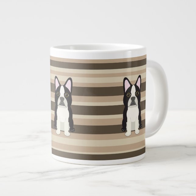 Taza De Café Gigante Boston Terrier Neutral striped  (Derecha)