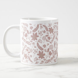 Taza De Café Gigante Botánica verde boho rubor rosa