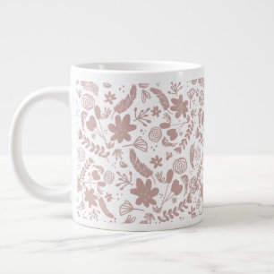 Taza De Café Gigante Botánica verde boho rubor rosa