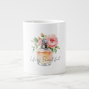 Taza De Café Gigante Botella de perfume de rosas melocotón bonitas