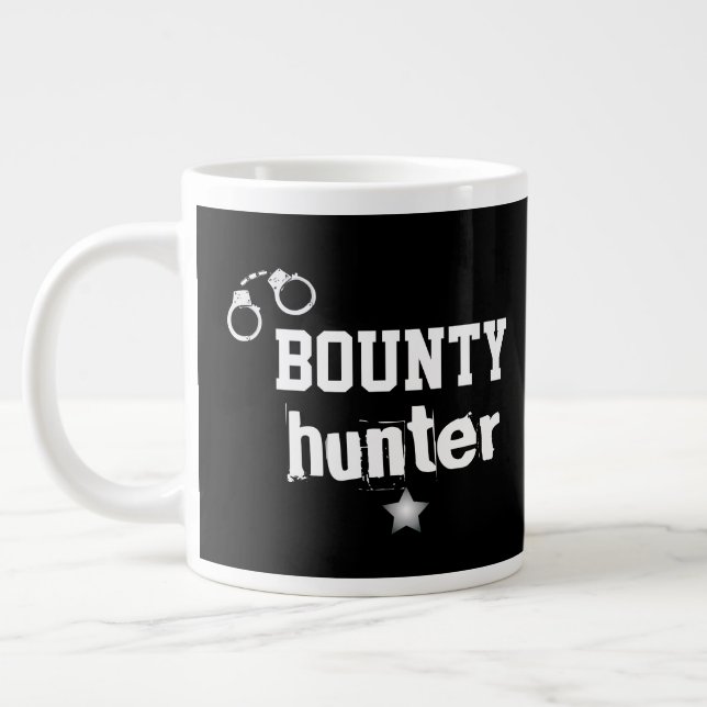 Taza De Café Gigante Bounter Hunter Handcuffs Bail Recovery Agent Black (Izquierda)