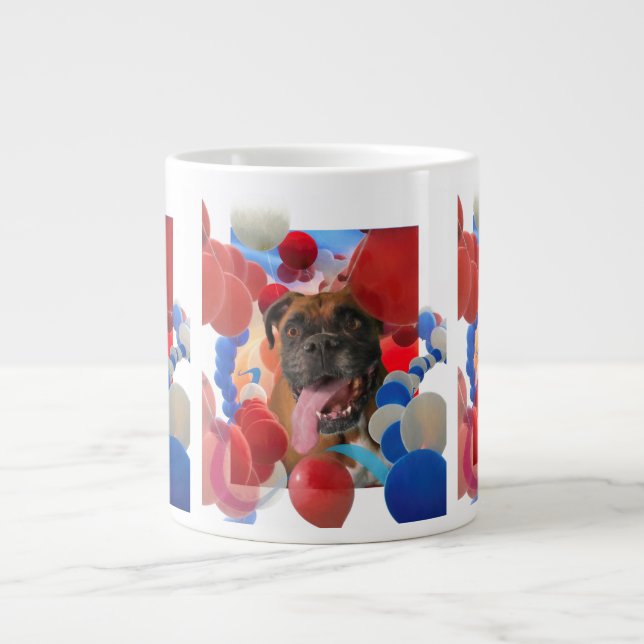 Taza De Café Gigante Boxer Cachorro "BOOM TIME IN BOXERVILLE" (Frente)