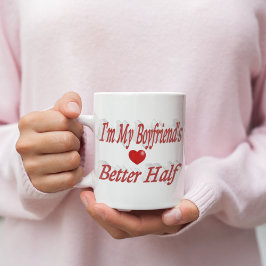 Taza De Café Gigante Boyfriend con texto rojo