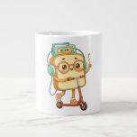 Taza De Café Gigante Bread Tony- cute scooter T-Shirt<br><div class="desc">A cute bread character enjoying a fun scooter ride while listening to music. With retro vibes,  big headphones,  and a cheerful mood,  this charming illustration captures a carefree moment full of joy and positivity.</div>