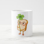 Taza De Café Gigante Bread Tony Lucky Clover – Cute Bread -T-Shirt<br><div class="desc">A cute bread character named Bread Tony holding a lucky four-leaf clover. This adorable cartoon food illustration brings a cheerful and lucky vibe,  perfect for anyone who loves cute characters,  food mascots,  and positive energy.</div>