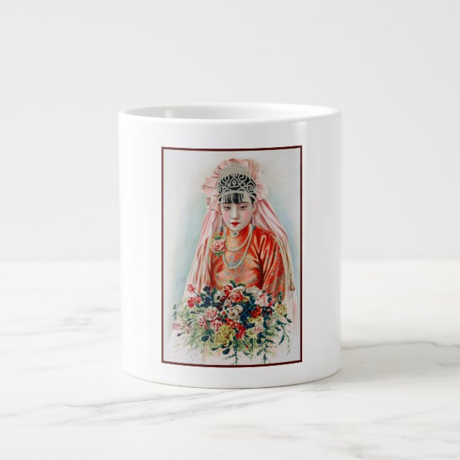 Taza De Café Gigante Bride in Chinese Red Wedding Shanghai Yuefenpai (Frente)